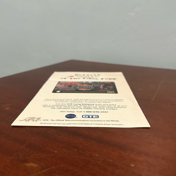 Commemorative 1998 NCAA Final Four GTE Pre Paid Phone Card Kentucky Wildcats - Picture 9 of 13